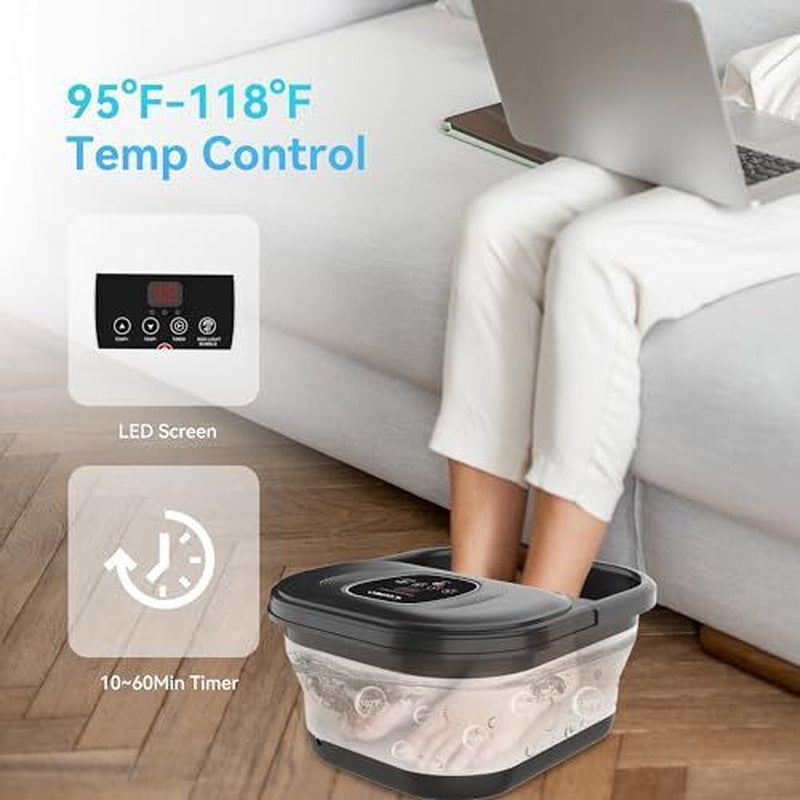 Foot Spa Bath Massager with Heat, Collapsible Foot Massager Spa Soaking Tub