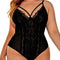 plus Size Eyelash Lace Bodysuit, Snap Crotch Sexy Top Lingerie, Club Outfit