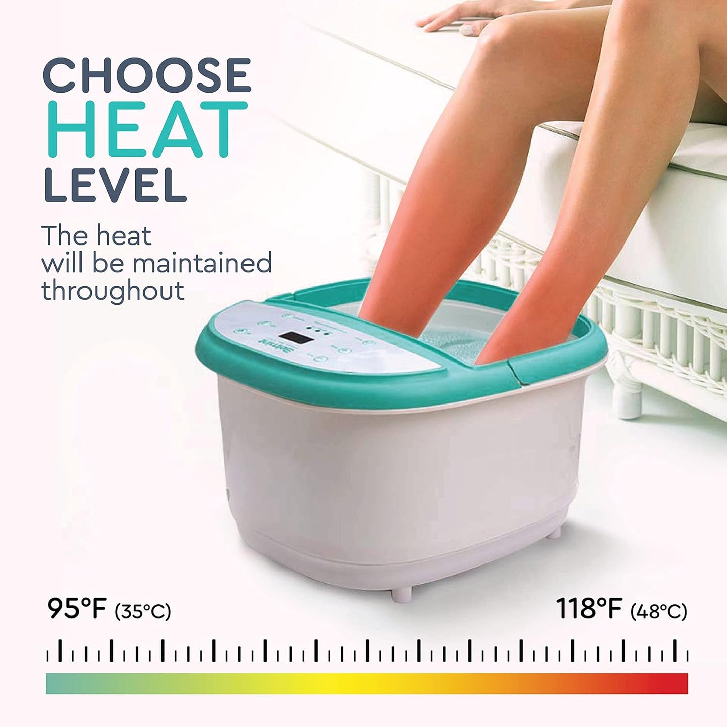 Foot Spa Foot Bath Massager – Feet Soaking Tub with Heat - Foot Bath with 6 Shiatsu Massage Rollers, Callus Remover, Adjustable Time & Temperature – Stress Relief and Sooths Tired Feet